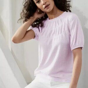 Banana Republic Factory Smocked Light Lilac Purple Cinch Sleeve Top